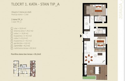 Stan u Novigradu u luksuznoj zgradi, 1. kat, 82,7m2, parking, bazen 17