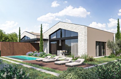 Istra, Poreč - Moderna dvojna kuća s bazenom i privatnim vrtom - u izgradnji