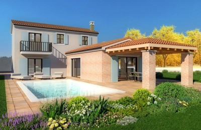 Istria, Poreč area - Detached stone villa with pool and sea view - under construction